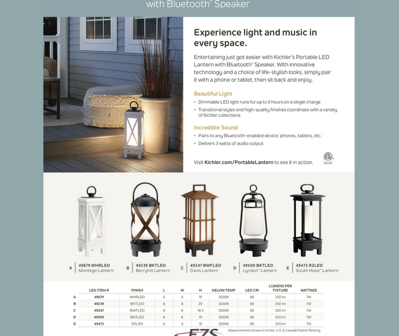 Kichler Portable LED Lantern with Bluetooth® Speaker