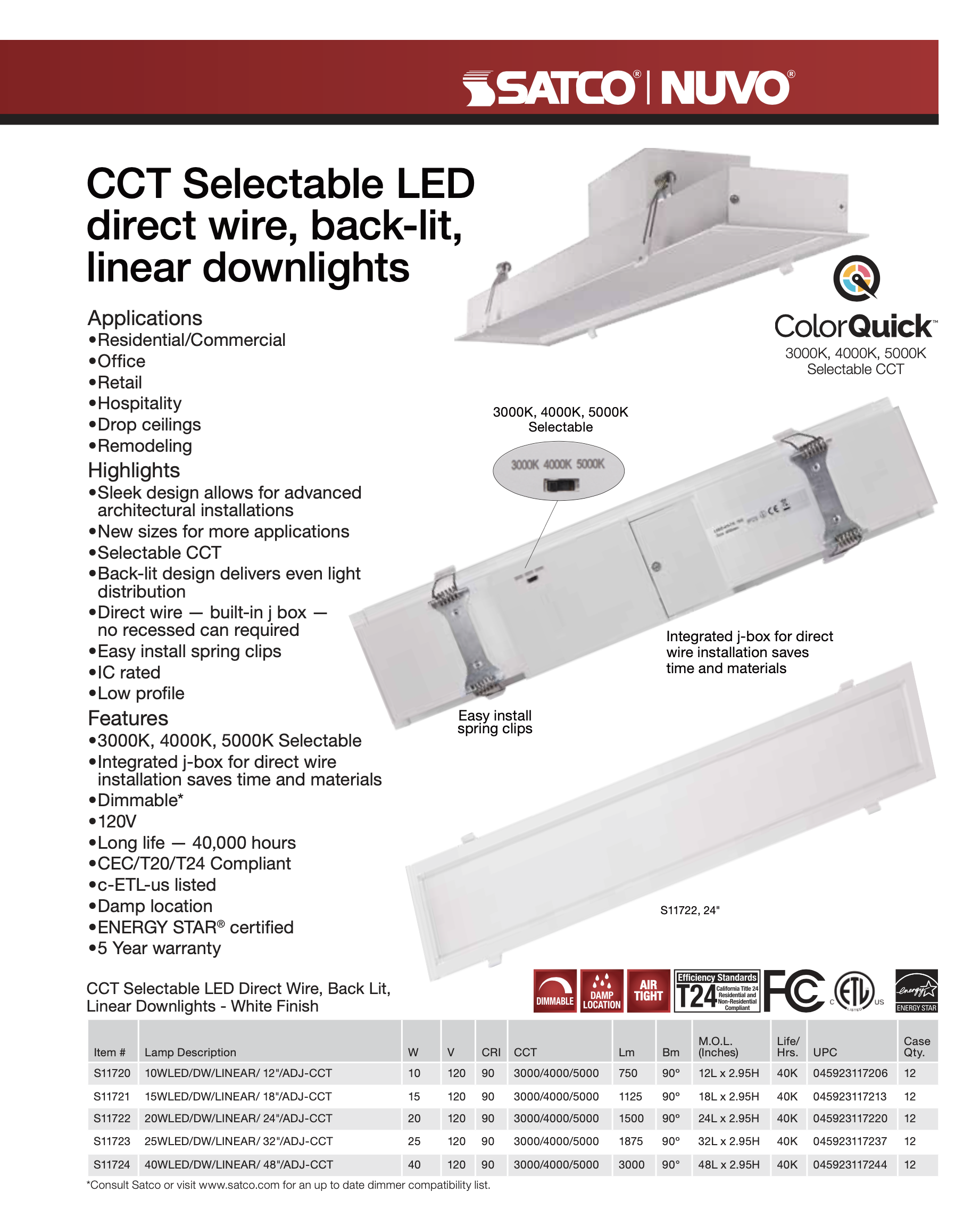 SATCO linear LED Downlight